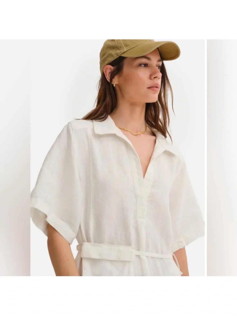 Mate the Label Linen Belt Maxi Dress in Salt - Picture 2 of 8